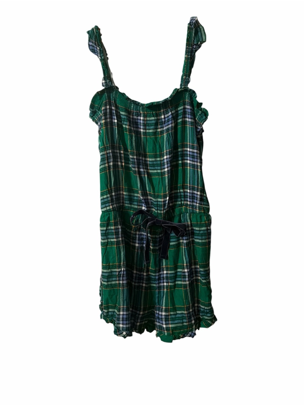Cozy Holiday Plaid Aerie Flannel Sleep Romper XXL NWT Velvet Bow